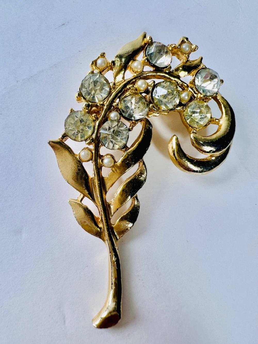 Gold-Tone Floral Crystal & Pearl Brooch - Women Jewelry